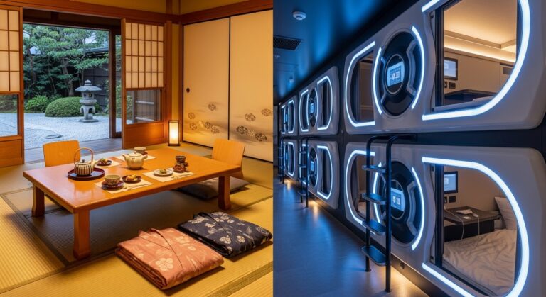 Sleep on the Floor or in a Spaceship? The Guide to Ryokans vs. Capsule Hotels